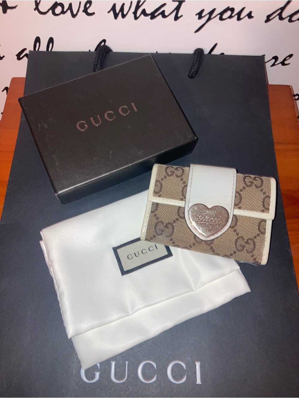 Authentic GUCCI GG Canvas Leather 6 Ring Beige Key Case
